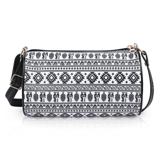 Aztec Print Barrel Crossbody Bags