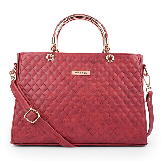 Red Stylish Cross Leather Handbag