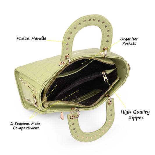 Light Green Faux Leather Handbag