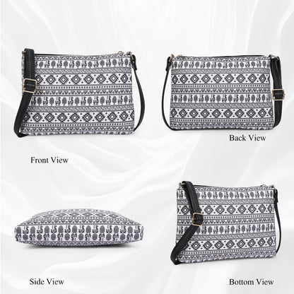 Black Textured Faux Leather Crossbody Bag