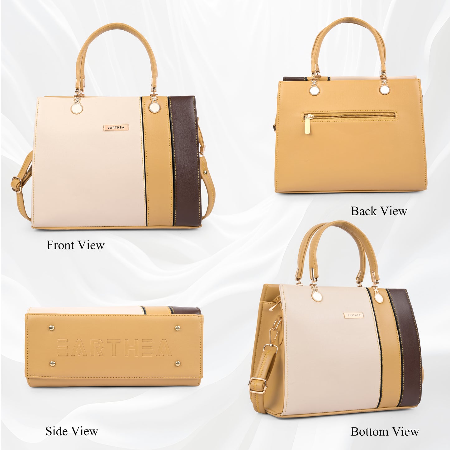 Beige Faux Leather Handbags for Women