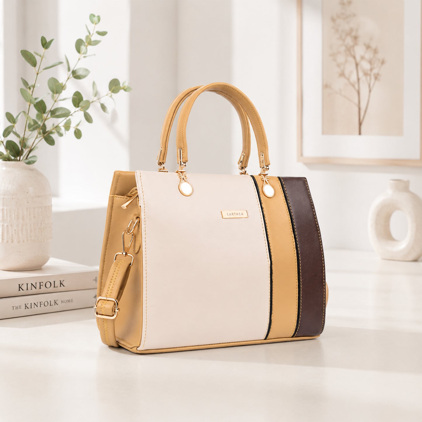 Beige Faux Leather Handbags for Women