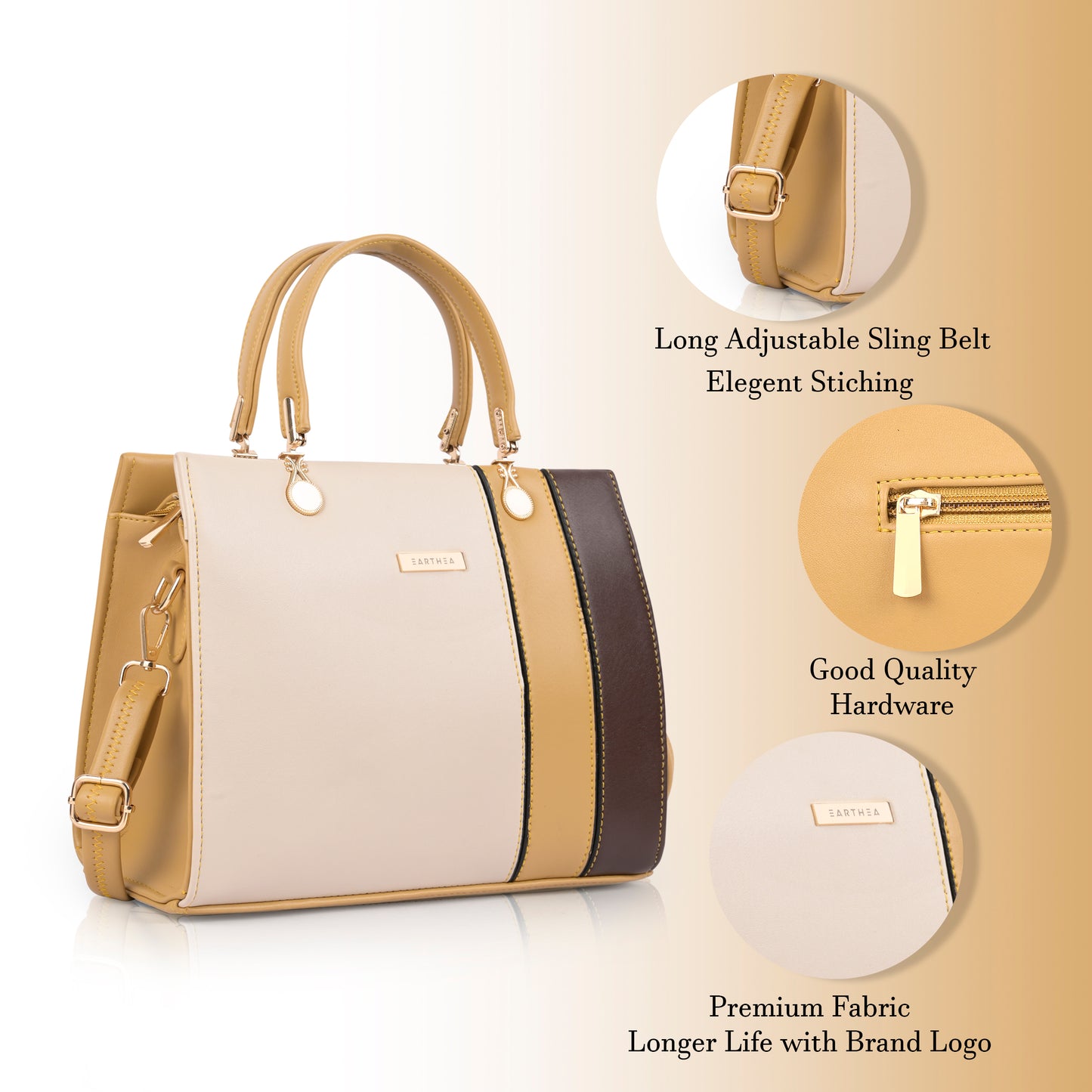 Beige Faux Leather Handbags for Women