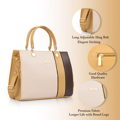Beige Faux Leather Handbags for Women