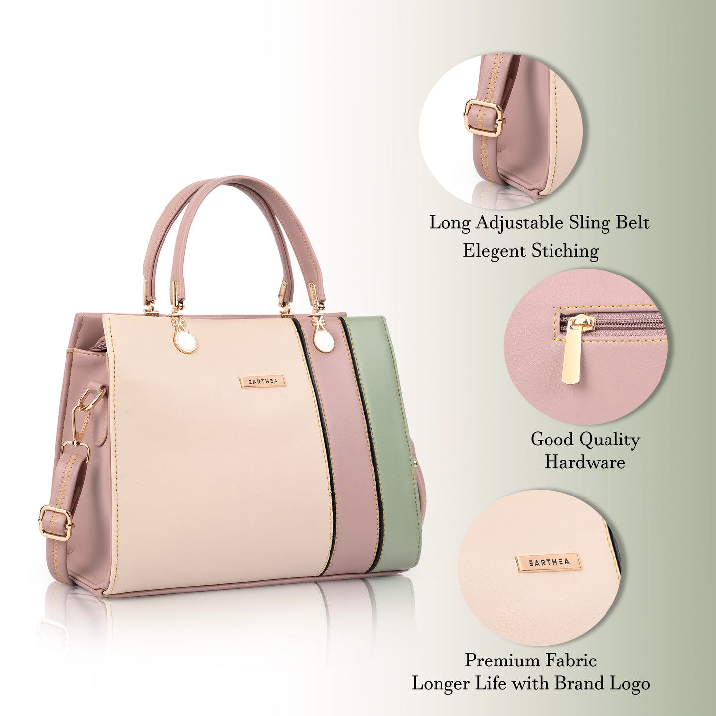 Pinkish Faux Leather Handbags for Women
