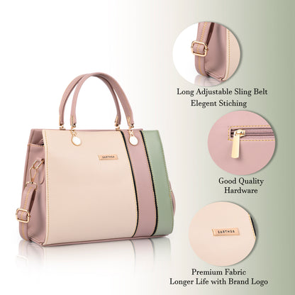 Pinkish Faux Leather Handbags for Women
