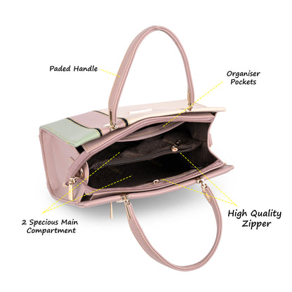 Pinkish Faux Leather Handbags for Women