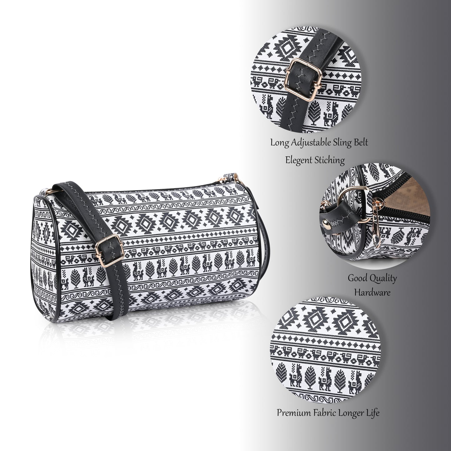 Aztec Print Barrel Crossbody Bags