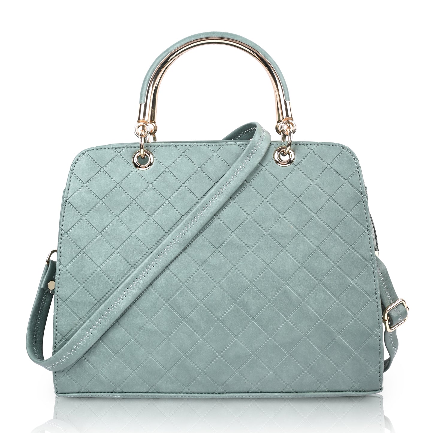 Light Green Diagonal Pattern Handbag