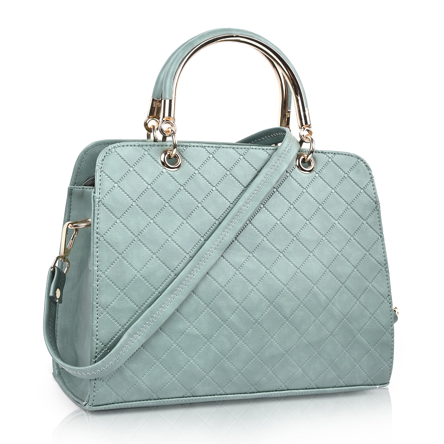 Light Green Diagonal Pattern Handbag