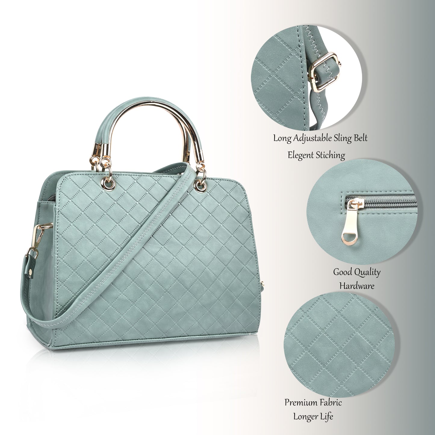 Light Green Diagonal Pattern Handbag
