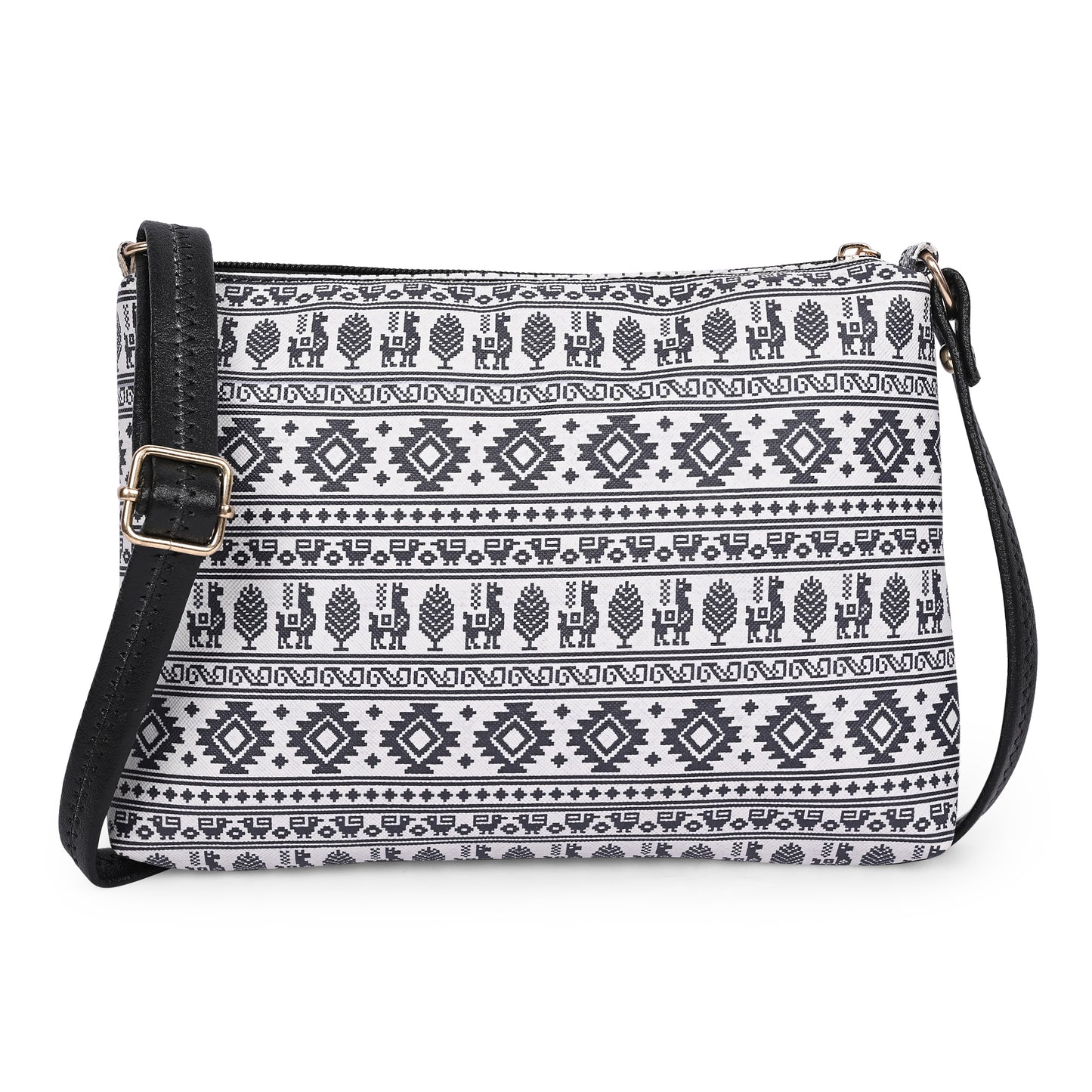 Black Textured Faux Leather Crossbody Bag