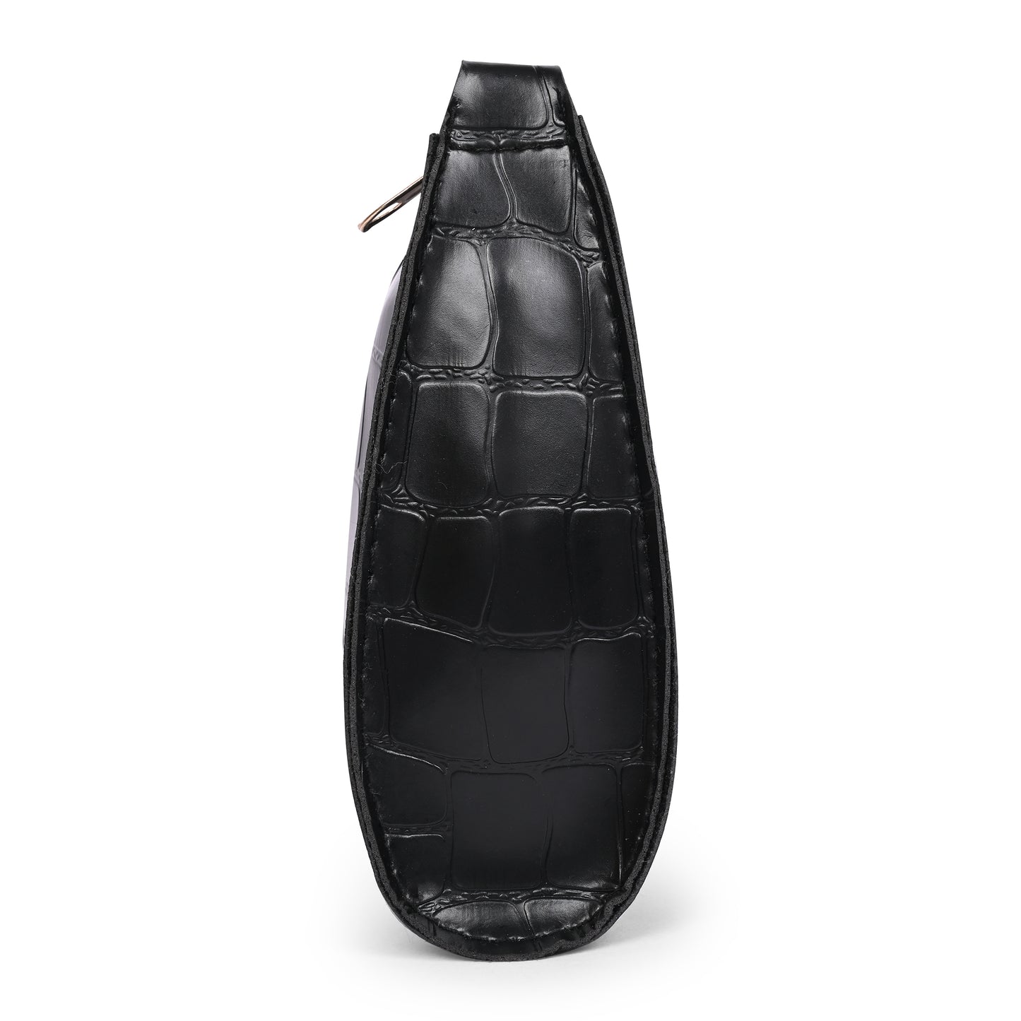 Black Textured Faux Leather Crossbody Bag