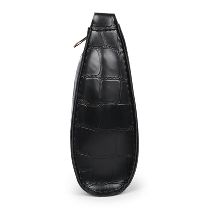 Black Textured Faux Leather Crossbody Bag