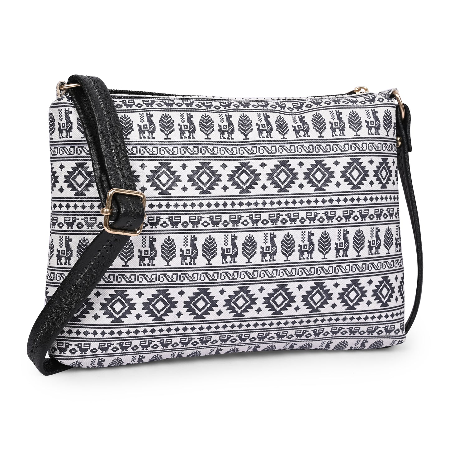 Black Textured Faux Leather Crossbody Bag