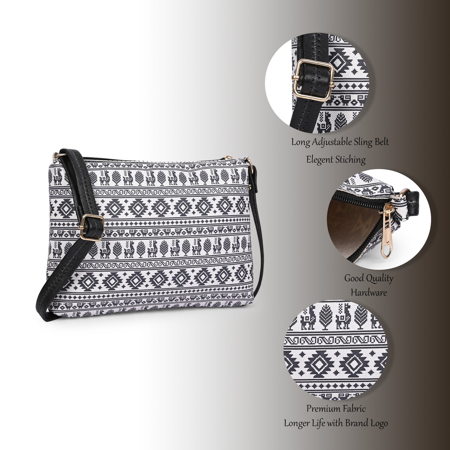 Black Textured Faux Leather Crossbody Bag