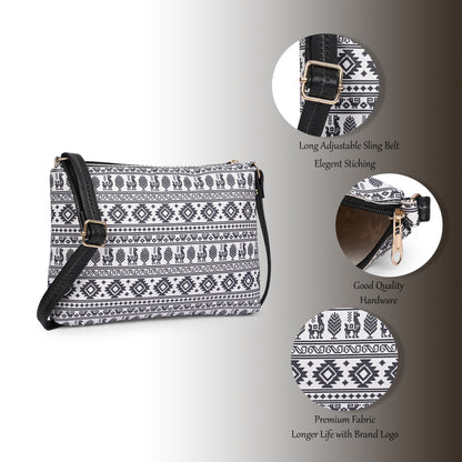 Black Textured Faux Leather Crossbody Bag