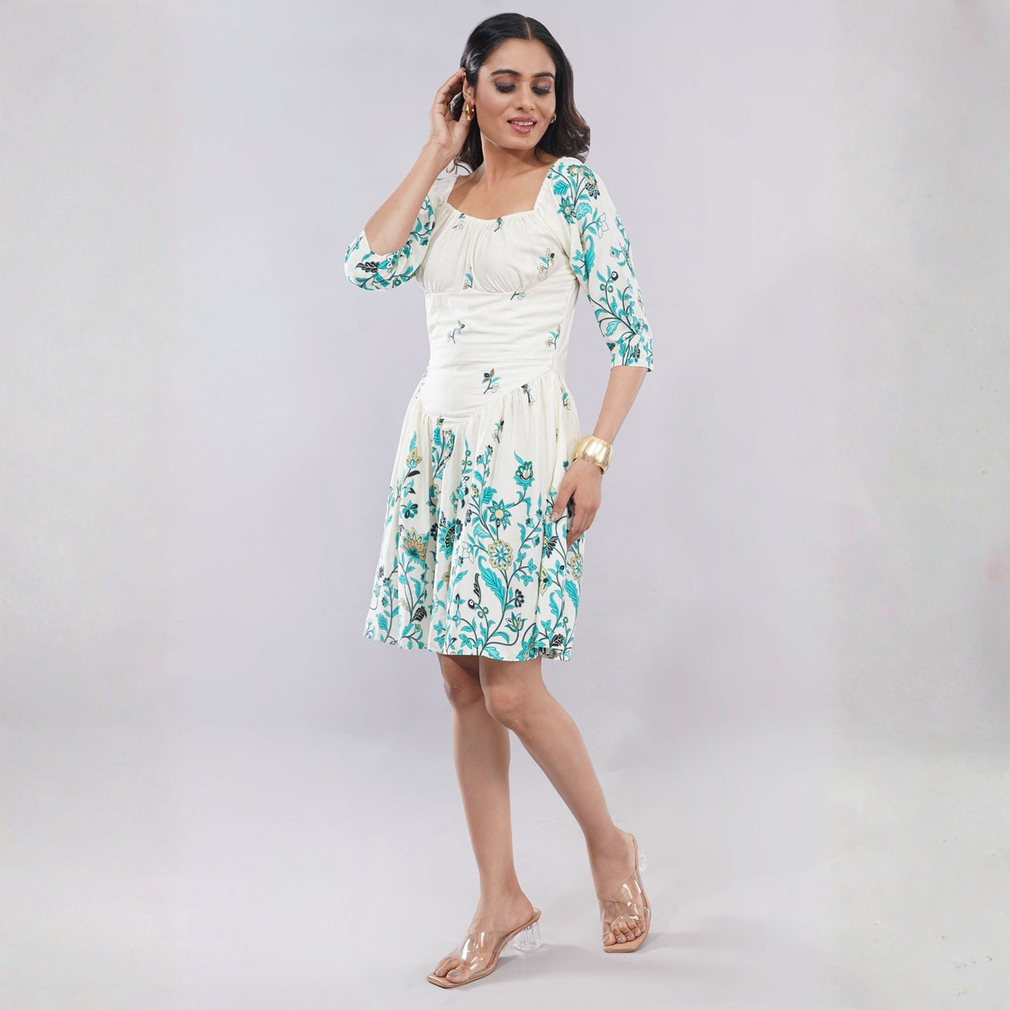 Turquoise Blossom Summer Dress