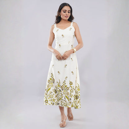 Golden Vine Elegance Midi Dress