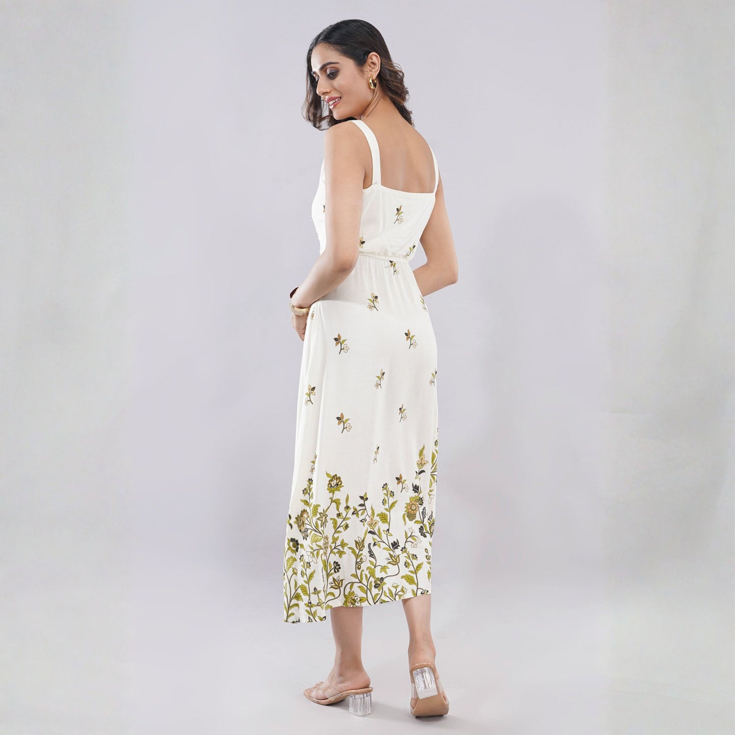 Golden Vine Elegance Midi Dress