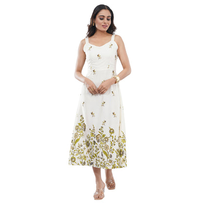 Golden Vine Elegance Midi Dress