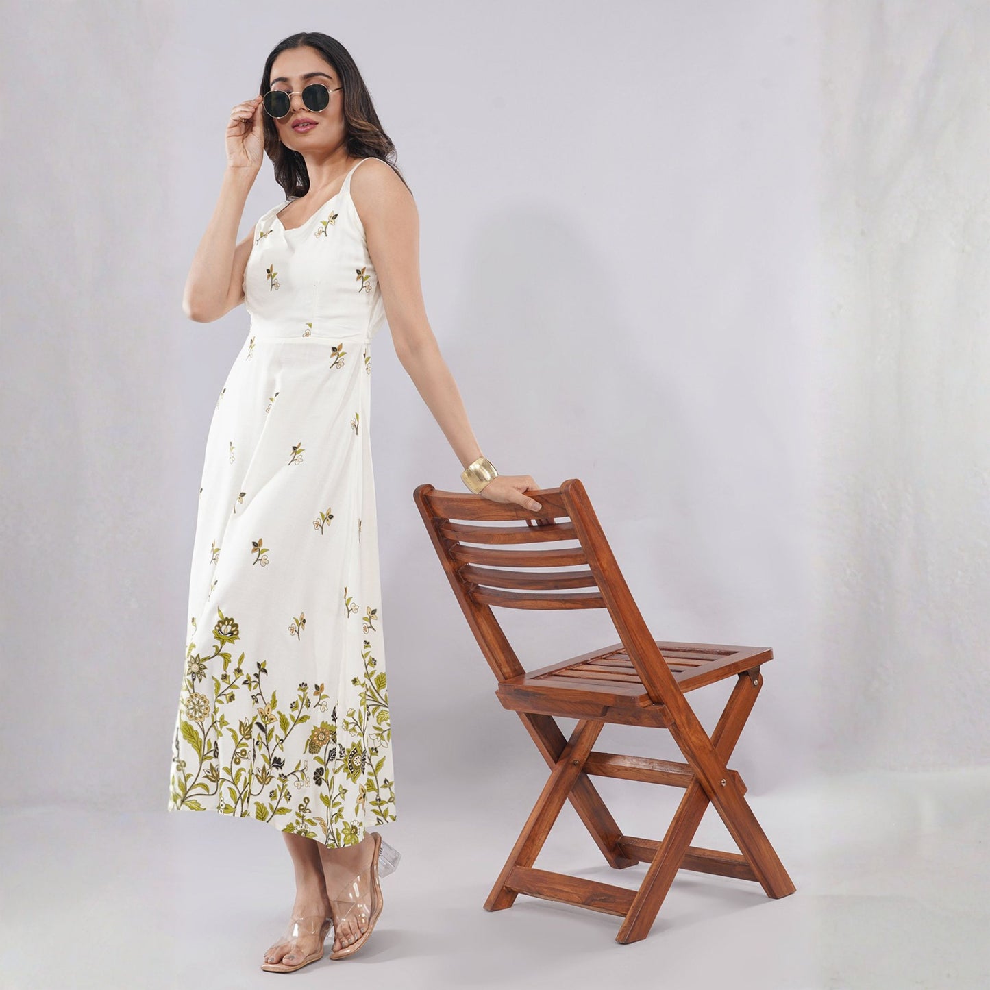 Golden Vine Elegance Midi Dress