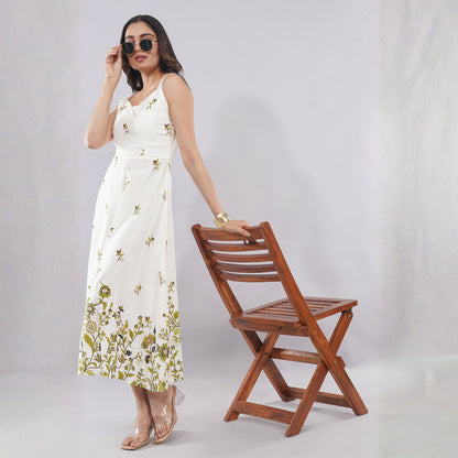 Golden Vine Elegance Midi Dress