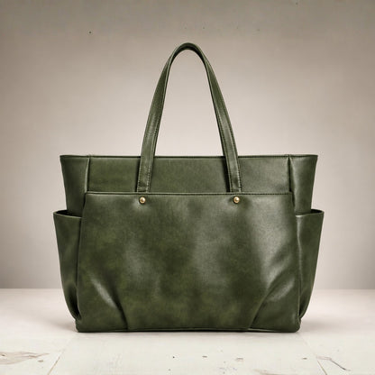 Green Structured Tote Bag with Tasselled