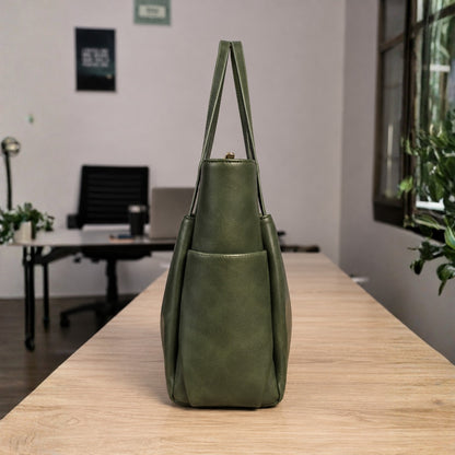 Green Structured Tote Bag with Tasselled