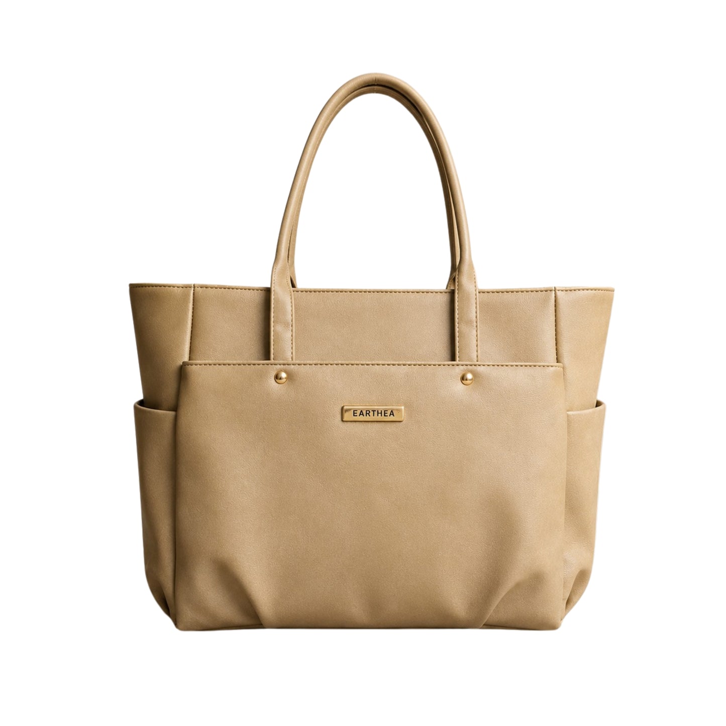 Beige Structured Tote Bag with Tasselled