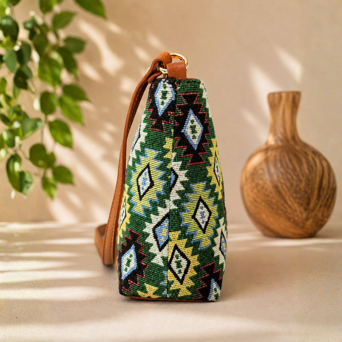 Royal Heritage Green Pattern Sling Bag