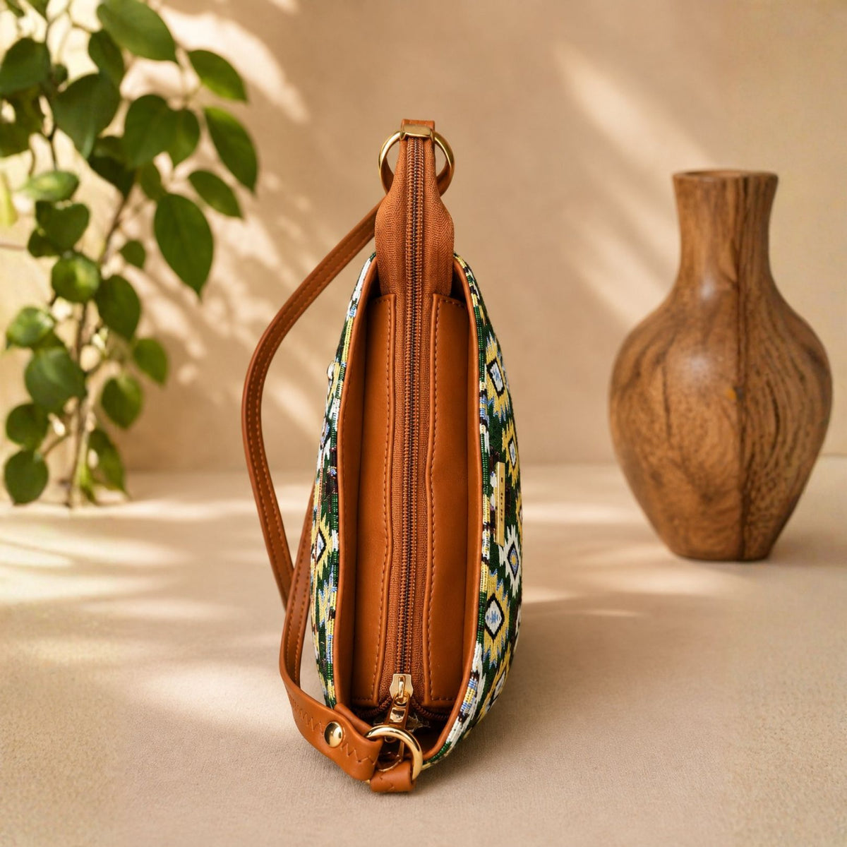 Royal Heritage Green Pattern Sling Bag