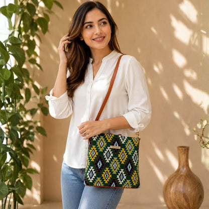 Royal Heritage Green Pattern Sling Bag