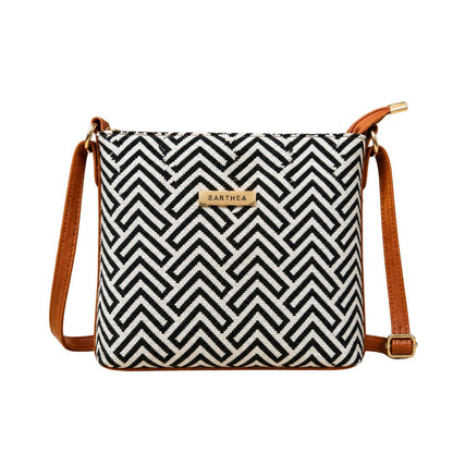 Royal Heritage Black & White Pattern Sling Bag