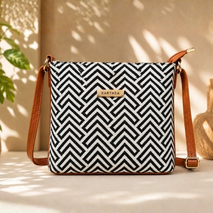 Royal Heritage Black & White Pattern Sling Bag