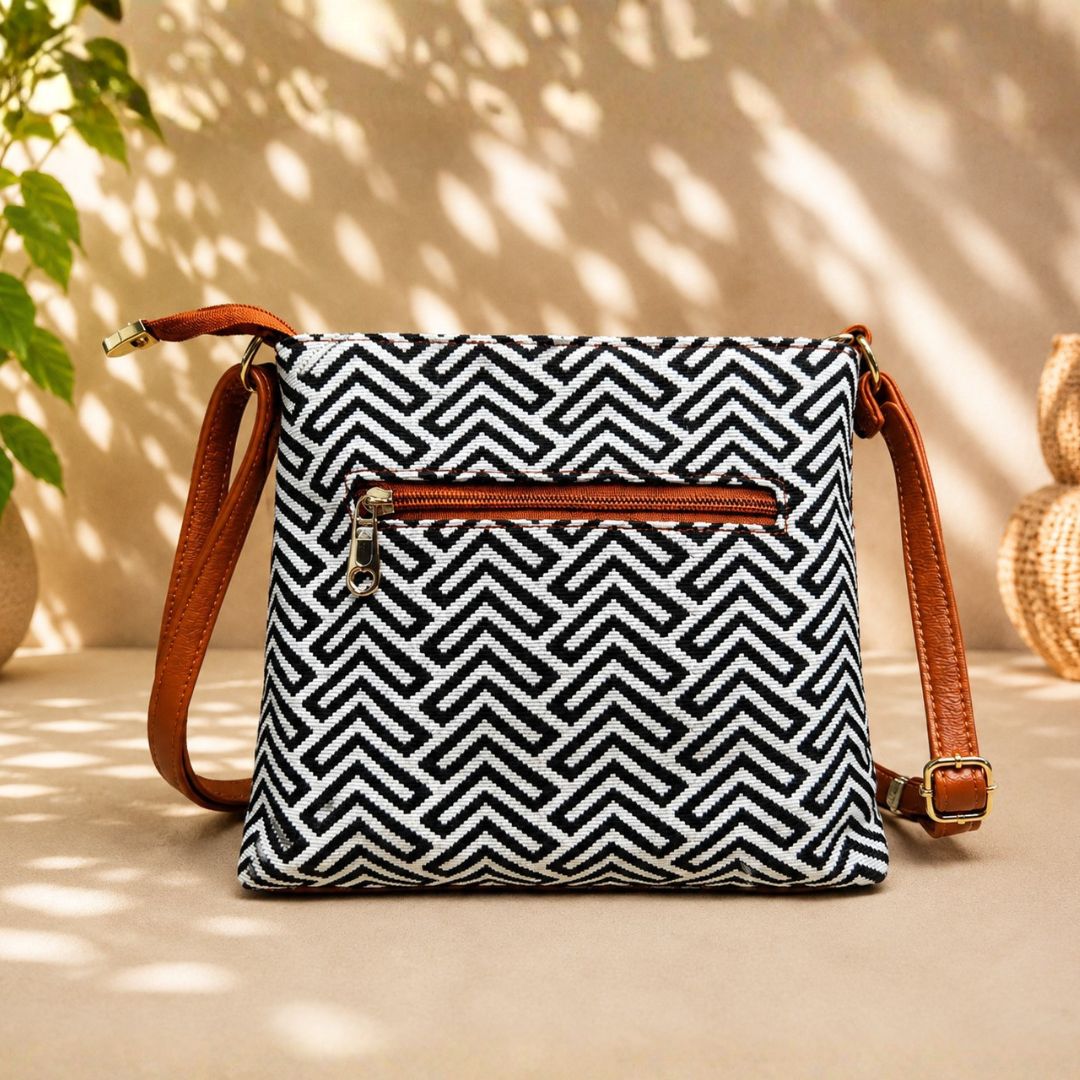 Royal Heritage Black & White Pattern Sling Bag