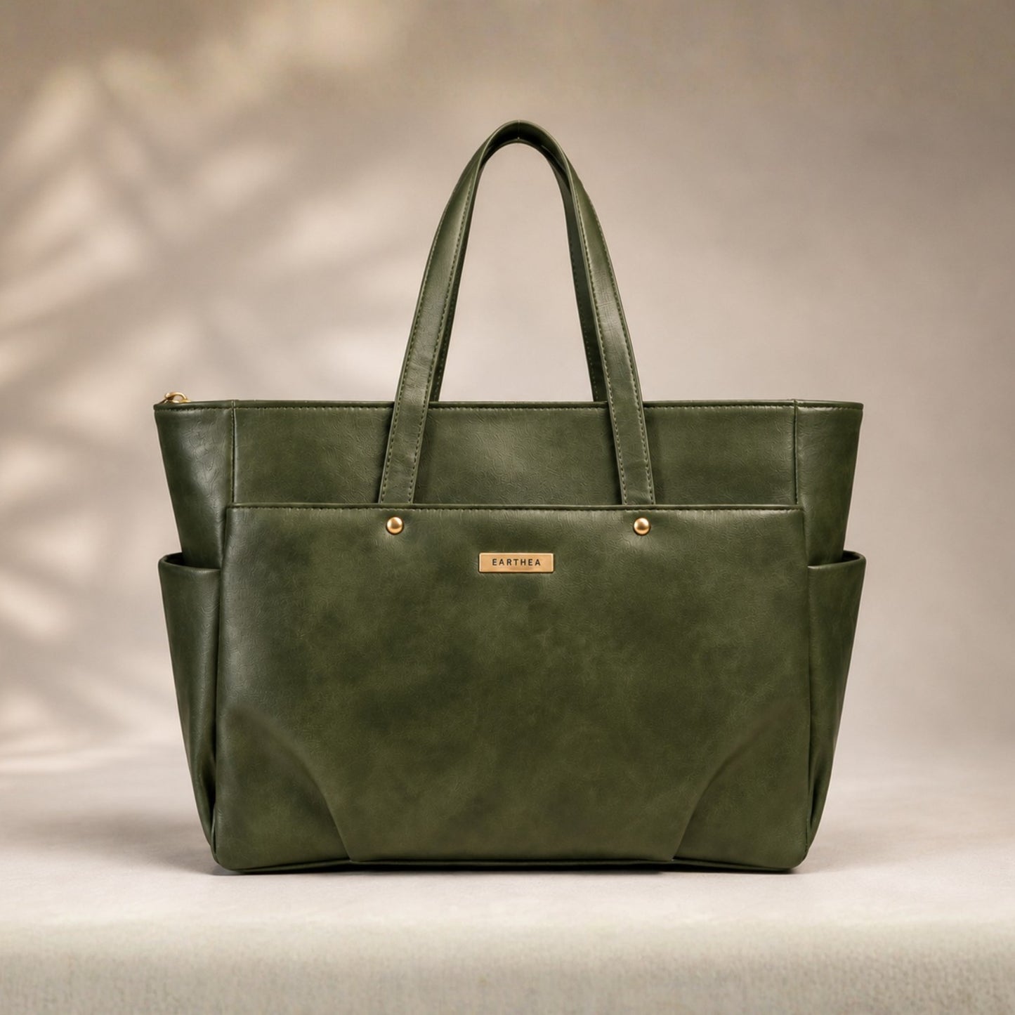Green Structured Tote Bag with Tasselled