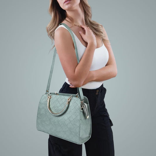 Light Green Diagonal Pattern Handbag