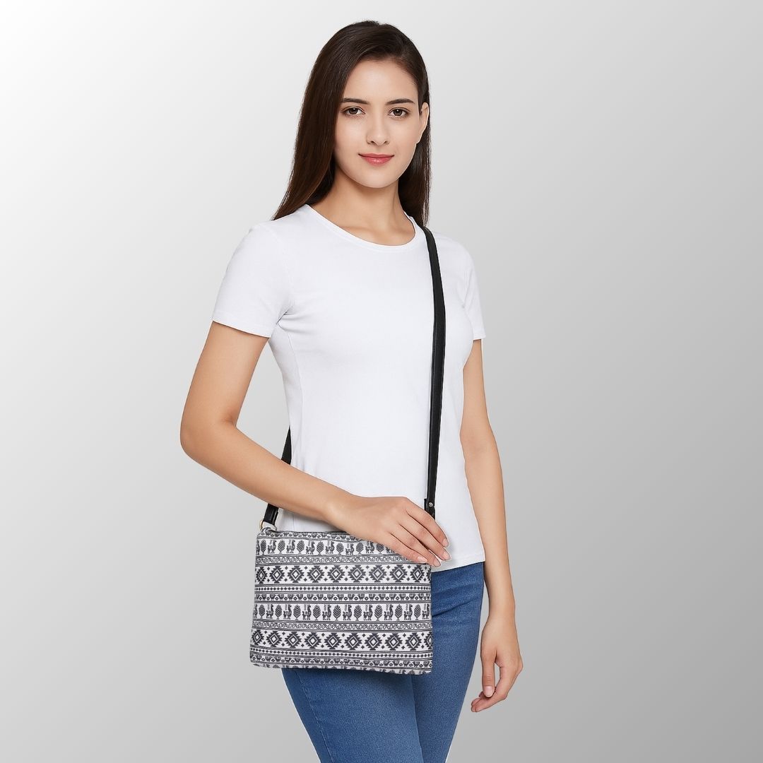 Black Textured Faux Leather Crossbody Bag